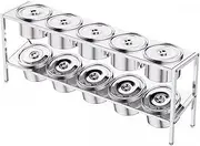 TT-YED Multi-Purpose Seasoning Box Set, Round Spice Container with Lid, Stainless Steel Food Display Stand, 6-10 Grid Ingredient Table, Pizza Seasoning Dispenser, Tabletop Tray,10 grid