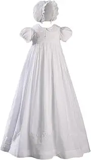 [Little Things Mean A Lot] Hand Embroidered 33" Short Sleeve Heirloom Christening Gown w/Shadow Embroidery