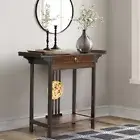 Elegant 2-Tier Console Storage Table Solid Bamboo Slim Entryway Table w/ Drawer