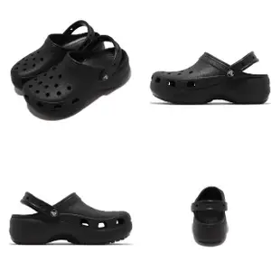 【Crocs】布希鞋 Classic Platform Clog W 女鞋 黑 洞洞鞋 厚底 涼拖鞋 卡駱馳(206750001)