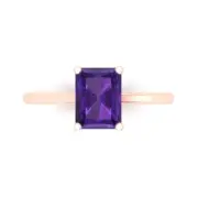 2 ct Emerald Cut Natural Gemstone Solitaire Ring Rose Gold, Anniversary Gift