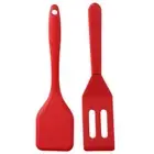 2 Pcs Silicone Mini Brownie Serving Spatula Set Black. Slotted spatula Kitchen