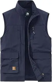 [AKTQL88] Men's Gilet Sleeveless Multi-Pocket Vest Outdoor Fishing Gilet Casual Breathable Jacket for Photography Travel