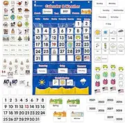 Learn Tower Calendar and Weather Pocket Chart for Kids Learning from Home and School, Homeschooling or Classroom for Teachers, Essential for Helping Young Students -
