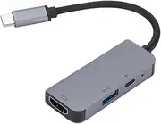 OSALADI USB- 3-in-1 Multi-Port Docking Station Type c Adapter Pd Charging Compact for Laptop (Light Grey)