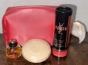 Vintage Yves Saint Laurent Travel Bag Mini Perfume Dusting Powder Soap New