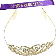 [ANDRESLAD] Graduation Season Etiquette Belt Head Bands Crown Tiara Headbands Prom Sashes Decorate Graduation Sash Graduation Party Sash Graduation Headband Fabric