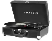 Black Portable Suitcase Record Player Bluetooth Vinyl Record Player Suitcase New