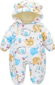 [Generic] Girls Bib Snow Pants Romper Outerwear Boy Ear Baby Bear Snowsuit Jumpsuit Zipper Winter Girl Hooded Coat Jacket Boys Coat&Jacket Girls Snowsuit Size 6 White