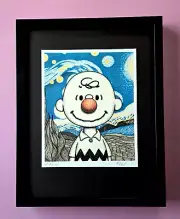 AIDAN FLUX | Hand Signed Authentic Print Framed Charlie Brown The Peanuts COA