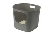Moderna Lotus Easy to Pour Cat Litter Box, Warm Grey