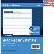 Blue Ink Auto Repair Estimate Book - 50 Carbonless Forms, 8-3/8 x 10-11/16 Size