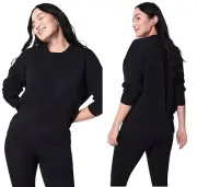 Spanx Sweatshirt Women Medium Black Air Essentials Long Crew Athleisure NWT