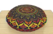 Large 32" Round Cotton Cushion Cover Multi Mandala Decorative Pillow Cover Throw