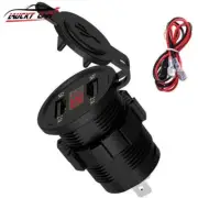 Waterproof Car 2.1A Charger Dual USB Socket Adapter Charging Red Voltmeter 12V
