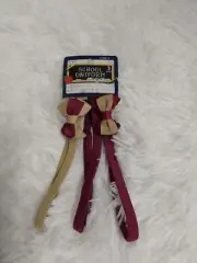 School Uniform 3-Piece Burgundy & Khaki Elastic Headwraps/Headbands W/Bow BNWT!
