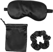 3pcs Sleep Mask Adjustable Strap Hair Rope Storage Bag Comfortable Eye Mask Sleeping Travel Naps Meditation Light Blocking Ultra Soft Blindfold Women
