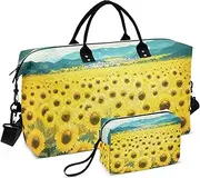 [ZRYSMY] Duffel Bag for Traveling, Field Sunflowers Landscape Travel Bag Gym Bag, with Multiple Interior Pockets Shoulder Weekender Bag for Women Men with Toiletry Bag 20.5L x 1.9W x 13.8H