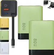3 in 1 GaN Charger, Scalable 80w Max Fast Charger Module with Type C Cable and 2 USB Ports, 80 Watt All in One Chargers for iPhone, Phone and Laptops (2A)