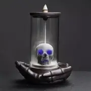 Skull Incense Burner Holder - Backflow Waterfall , LED Ceramic Unique Skeleto...