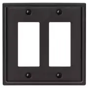Hampton Bay Sinclair 2-Gang Rocker Matte Black Stamped Steel Wall Plate