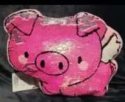 Justice Girls Pigs Fly Flip Sequin Pillow NEW
