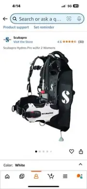Scubapro Hydros Pro w/ Air 2 Womens BCD - White Large New With Tags !