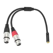 Dual XLR to 1/8 Female Adapter,Balanced Mini Jack(3.5mm) Female to Microphone Cable, for Speaker Mixer Black