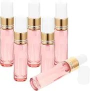 OATIPHO 6pcs Mini Peach Pink Glass Spray Bottles Travel Perfume Bottles Essential Oil Containers Leakproof