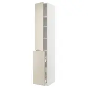 METOD / MAXIMERA hc w p-o func 3drw/1dr/2shlv, white/Havstorp beige, 40x60x240 cm