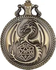 [Generic] Pocket Watch Case - Carved Dragon Pattern Pocket Watch Cover,Role Playing Board Games Accessories, Vintage Mechanical Pocket Watch Case For Man And Woman