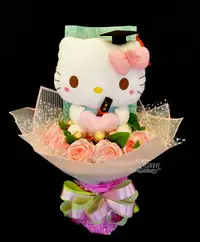 在飛比找樂天市場購物網優惠-Hello Kitty絨毛娃娃29x35cm 金莎捧花，He