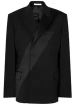 Helmut Lang Satin-panelled Wool Blazer - Black - XS (UK6 / XS) XS (UK6 / XS)