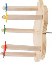 Parliky Wooden Parrot Ferris Wheel Stand Rotatable Bird Perch for Cage Bird Stand for Training Play Safe Durable Material for Parakeets Cockatiels