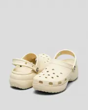 [Crocs] Crocs Women's Classic Platform Clogs Shoes in Bone Cream Size W7 W7 Bone Cream