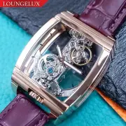 Automatic Mechanical Skeleton Bridge Movement Watch Luminous Rose Gold Purple
