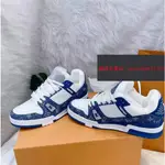 全新正品 LV 路易威登 TRAINER 牛仔 低幫 休閑鞋 運動鞋 藍白 1A9JGN 男女同款