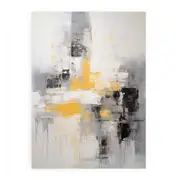 Abstract Painting Yellow Grey Canvas Print