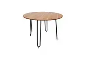 Foret Coffee Table Round 105CM Sofa Tea Dining End Side Wooden Black Metal Legs