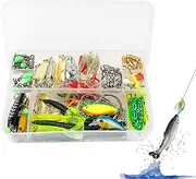 Bass Lures for Freshwater, Artificial Fishing Lures Kit with 3D Eyes, Portable Hard Tackle Box Gear Storage Jigging Crankbait in Lakes Rivers Ponds