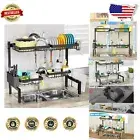 2-Tier Over The Sink Dish Drying Rack - Adjustable & Expandable 24.8"-35.4"