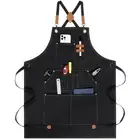 Work Apron for Men Women with 9 Pockets, Black Cross Back Chef Aprons 14oz Co...