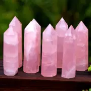 70-100mm Natural Rose Quartz Hexagonal Prism Crystal Point Wand Healing Obelisk