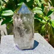 1.71LB Natural Green Ghost Phantom Quartz Crystal Obelisk Wand Point Healing.