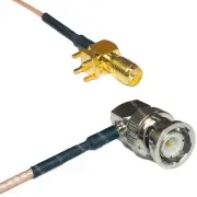 RG178 RP-SMA Female PCB Tall to BNC MALE ANGLE Coax RF Cable USA-Ship