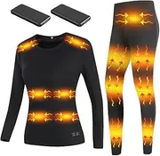 [IMYOGI] Cozy Heated Underwears Set, Electric Thermal Baselayer Heated Shirt and Pants with 28 Heating Zones for Men Women