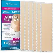6 Pack Silicone Sheets for Scars, Post Surgery, Tummy Tuck, C-Section Recovery, Keloid Bump Removal, Stretch Marks Removal, Face Acne, Silicone Tape for Scars, Silicone Scar Sheets, (6” x 1.6”)