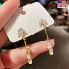 Gorgeous Women 925 Sterling Silver Earrings Crystal Opal Bamboo Arrow Stud 1546