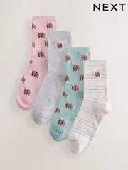 Pink Hamish The Highland Cow Stripe Ankle Socks 4 Pack (AN8121) | $23