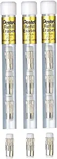 Pentel Eraser Refill for Most Pens Such as P205 Pentel GraphGear 1000 GraphGear 500 Sharplet PG500 PG300 P200 Kerry Energize Sterling Flexfit Technica-X & Executive Z2-1N (Pack of 3 Tubes and 1 Eraser, Pack of 12)